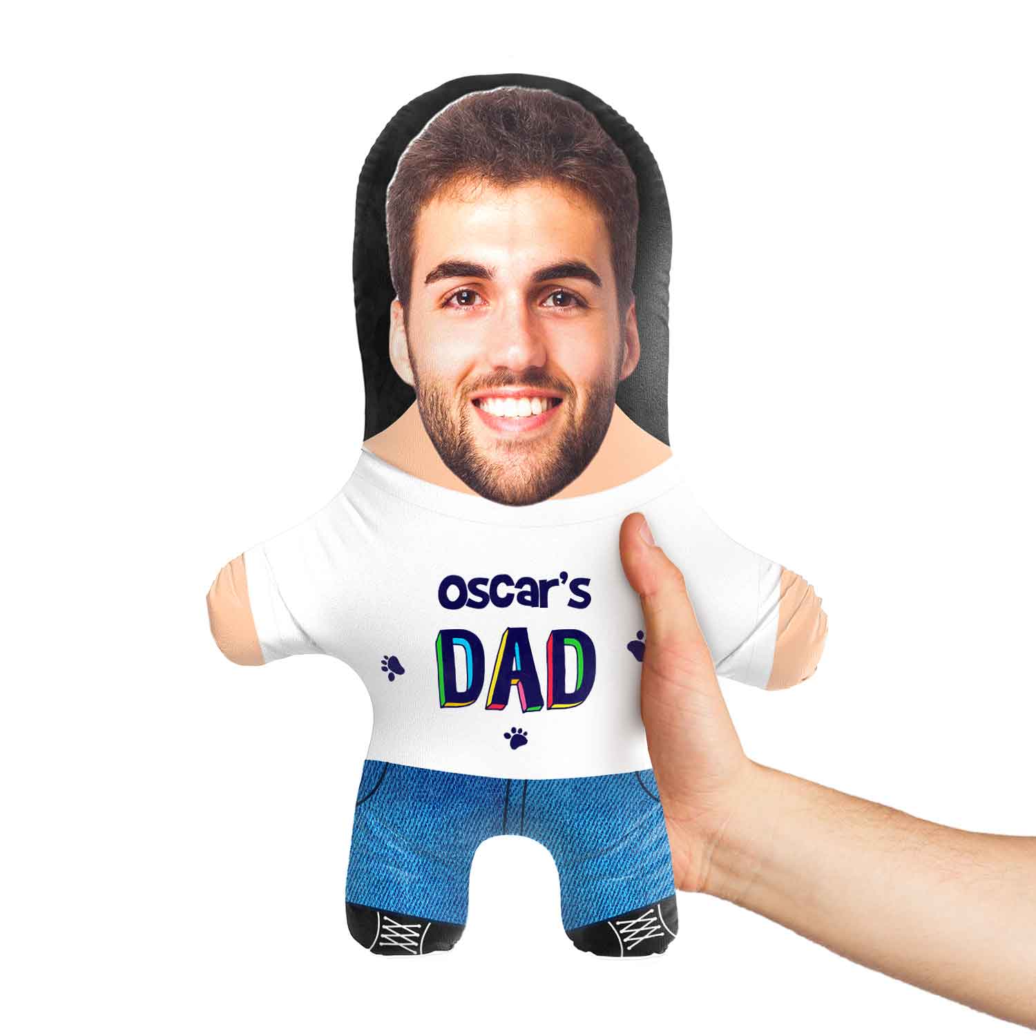 (Dog's Name) Dad Dog Toy Face Pillow | Personalised Dog Toy – Snugzy